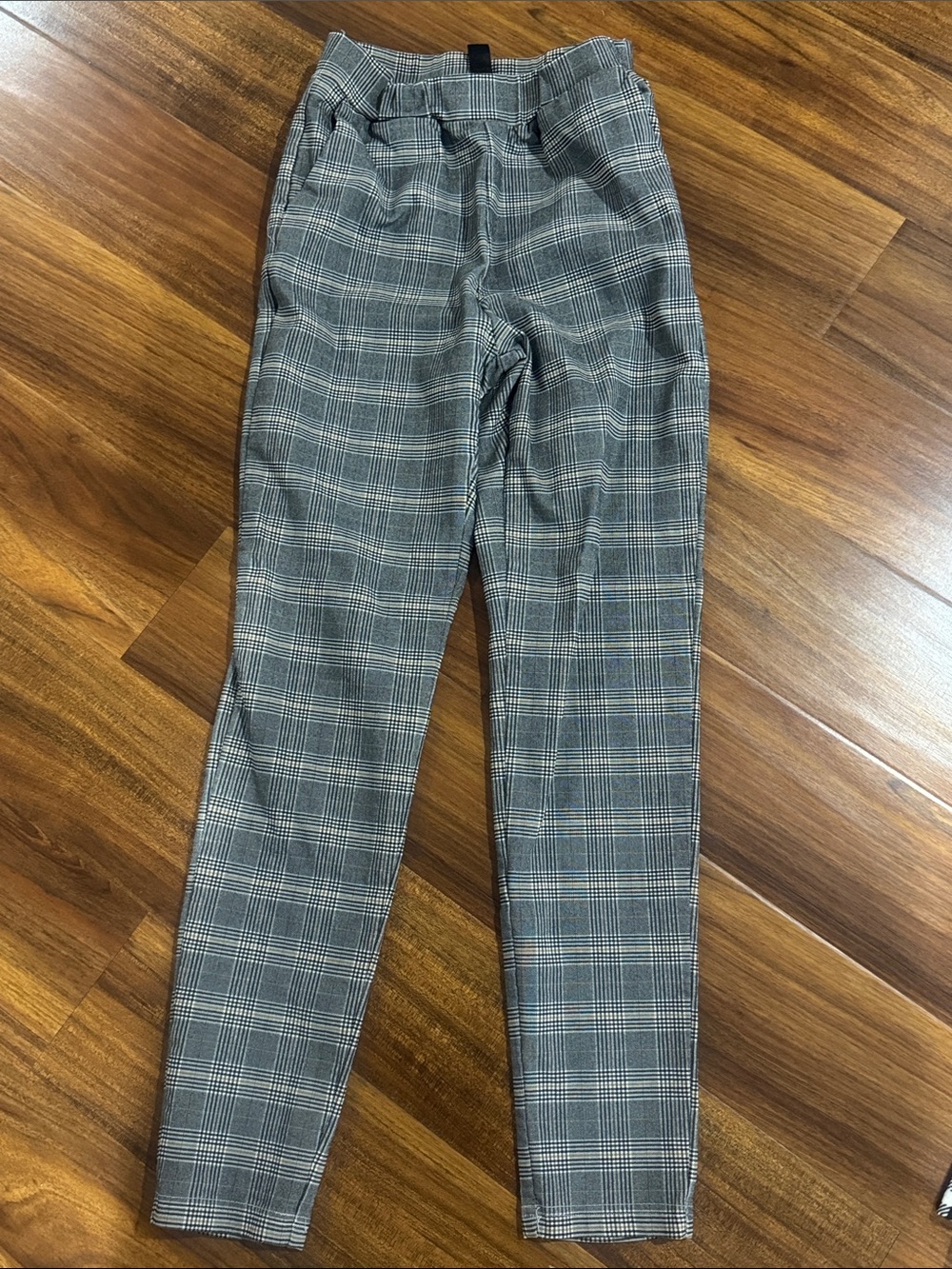 Gray Plaid Tailored Pants